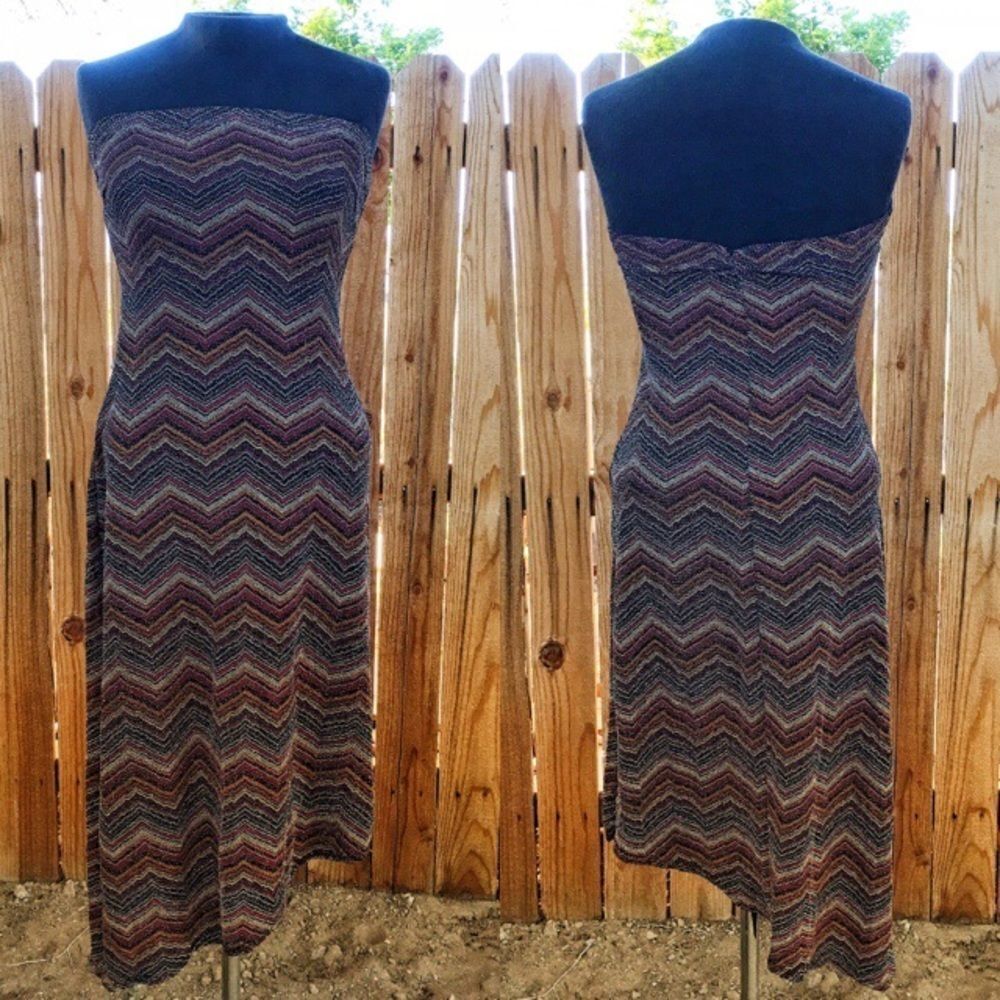 Gorgeous asymmetrical stretchy Strapless dress Large - Picture 4 of 5